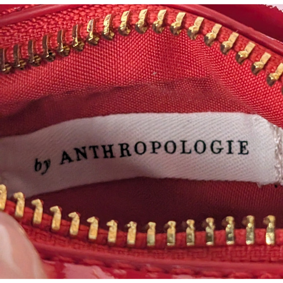 Anthropologie Glossy Red Patent Leather Lips Chain Strap Mini Handbag Retro Glam - Picture 9 of 14